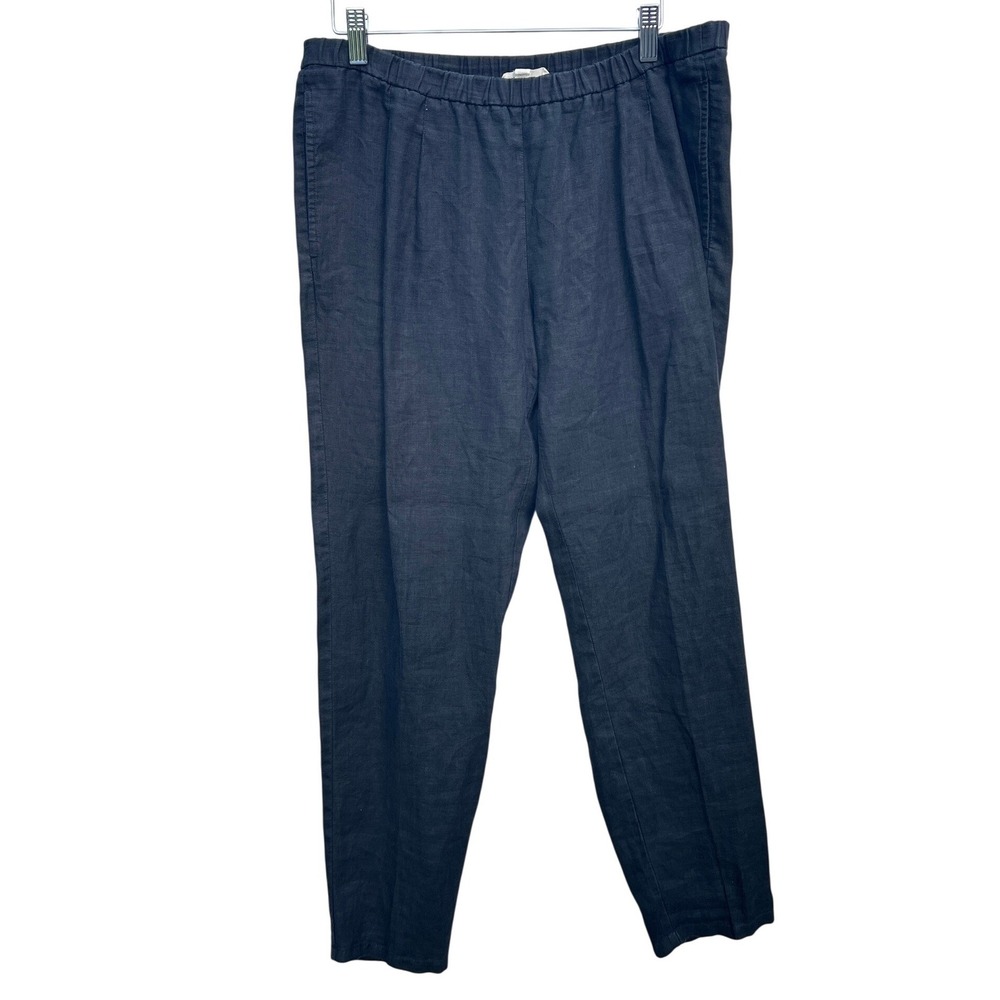 Eileen Fisher Black‎ Linen Pants Petite Small Organic Tapered Quiet Luxury Chic